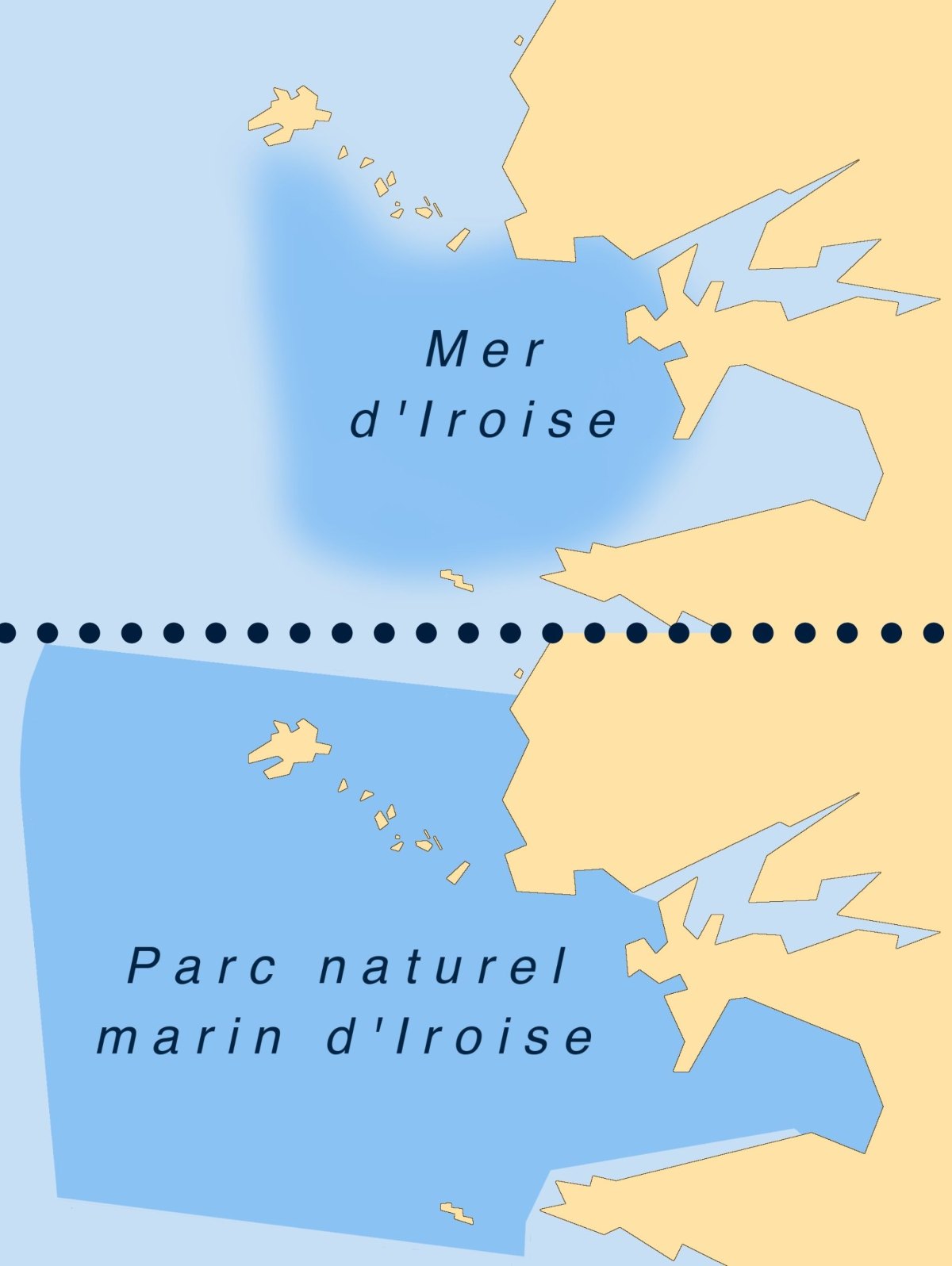Quelle est la différence entre la mer d'iroise et le parc naturel marin d'iroise ?