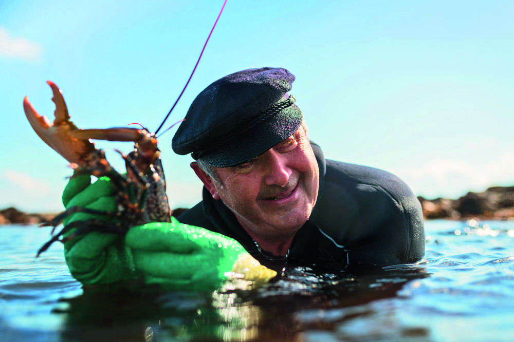 Gérard Riou est aussi un fin pêcheur à pied de homard. Le bassier connaît bien les habitudes du crustacé et les “trous” où il peut se terrer. 