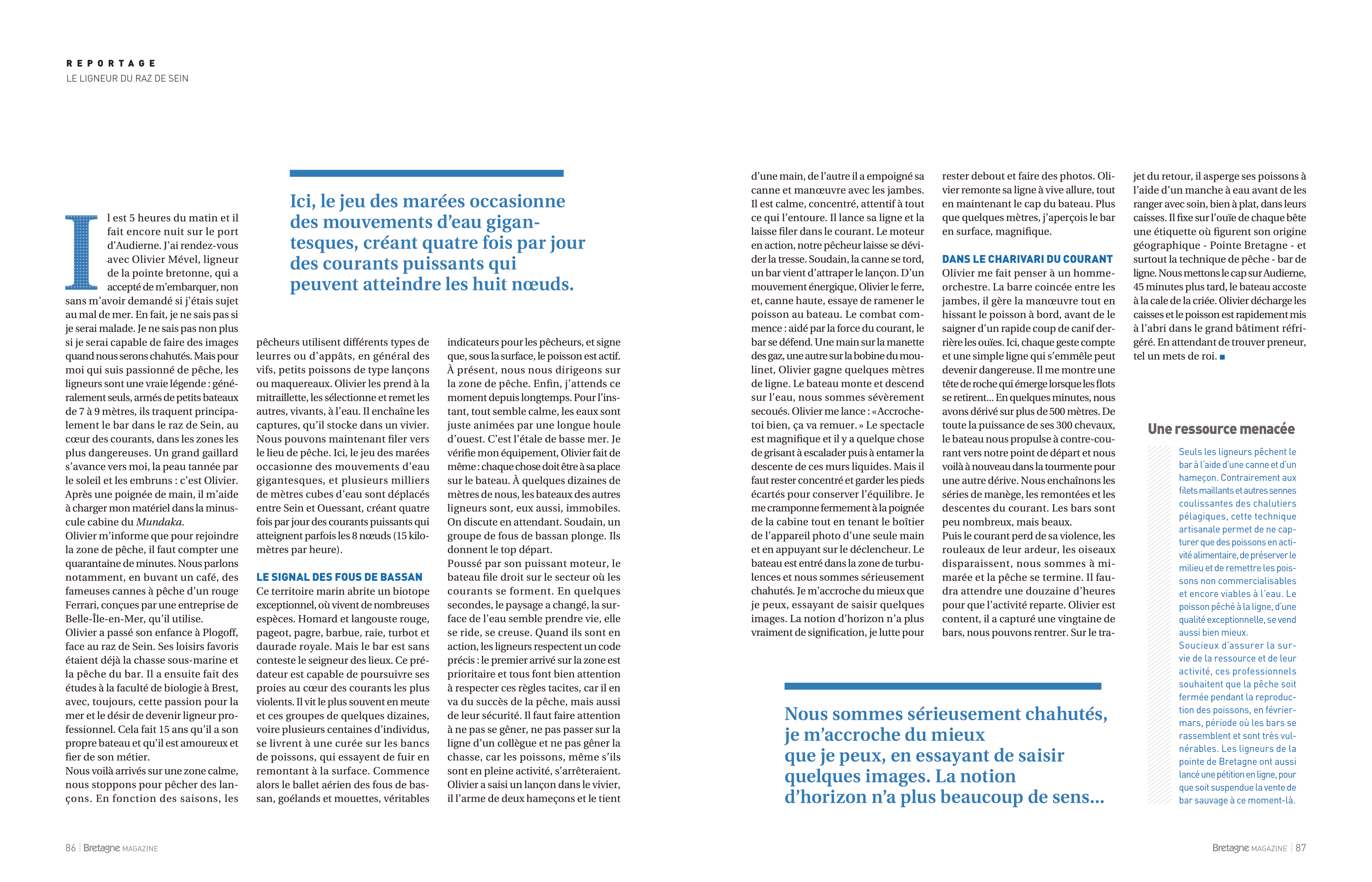 Article Bretagne Magazine Pêcheur ligneur de sein