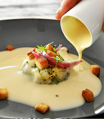 Tartare de Saint-Jacques, velouté de chou-fleur