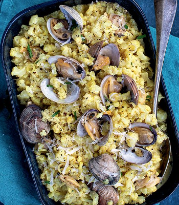 Chouflotto aux coques et au curry (risotto de chou-fleur)