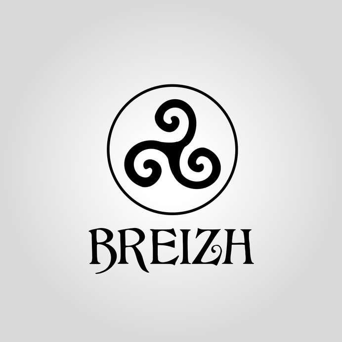 Breton Vase globulaire en grès vernissé Breton signé d'un Triskel à identifier 