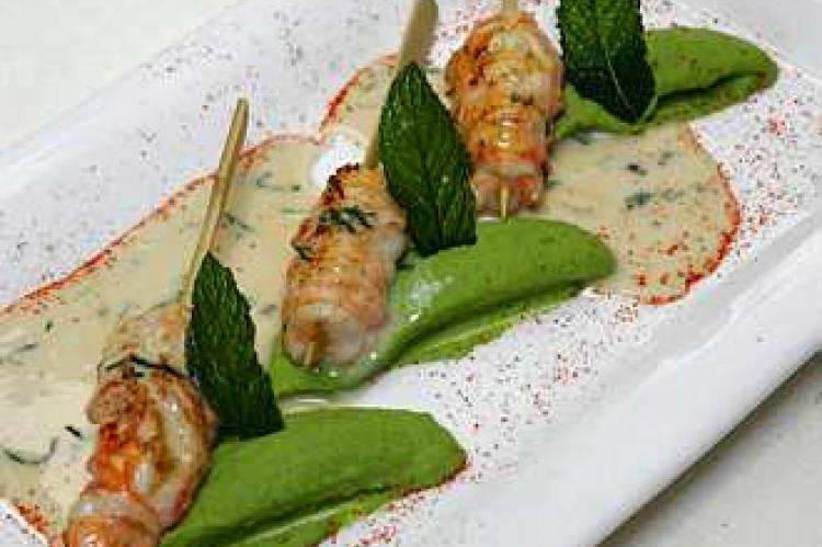 Langoustine, mousseline de pois Langoustine, mousseline de pois