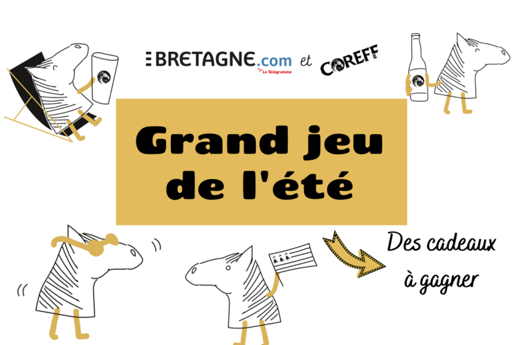 Grand jeu de l'été illustré avec les petits chevaux, emblème de la brasserie Coreff