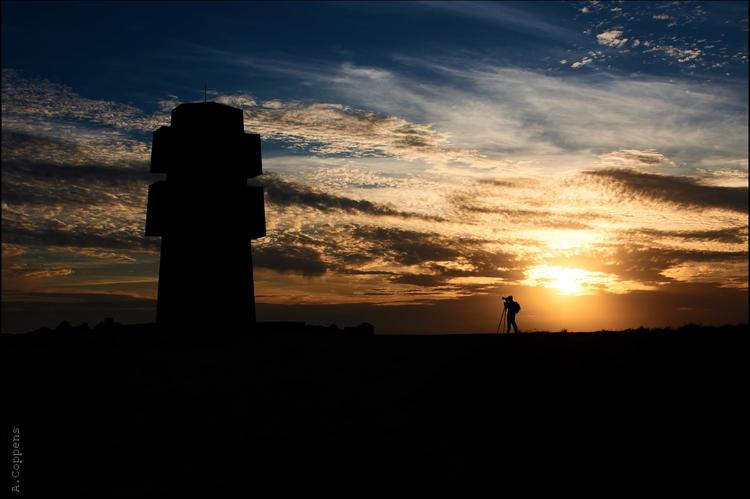 Couché de soleil sur la croix de Pen-Hir à Camaret