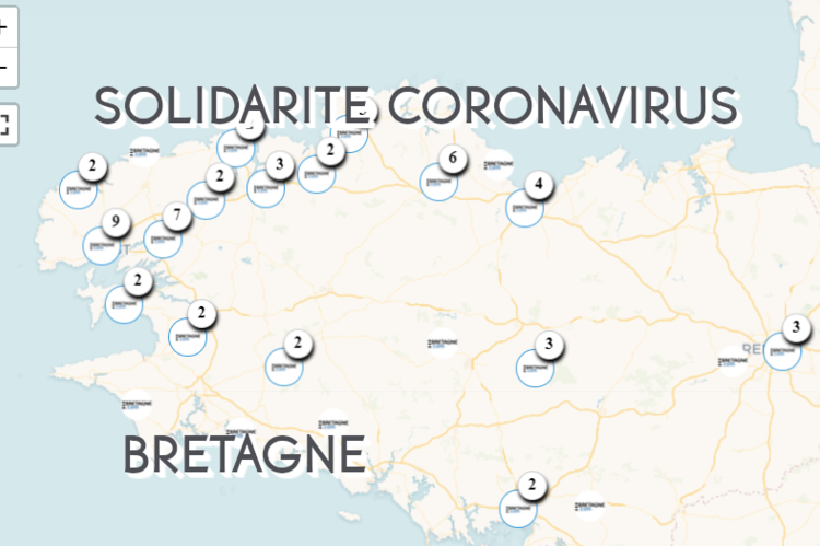 Solidarité Coronavirus Bretagne Carte interactive des contributeurs bretons pour faire face au coronavirus